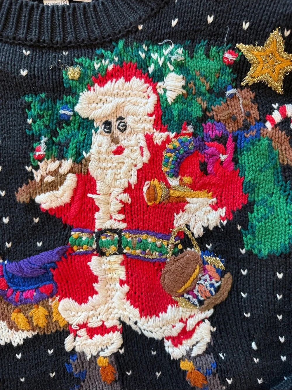 Casual Corner vintage Christmas Crewneck Sweater - Santa & Reindeer sz s
